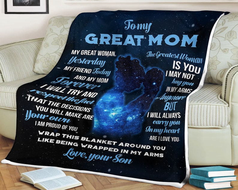 To My Great Mom My Great Woman Yesterday Blanket Gift For Mom From Son Birthday Gift Home Decor Bedding Couch Sofa Soft And Comfy Cozy