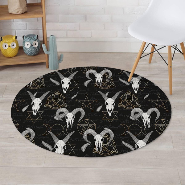 Capricorn Astrology Witch Gothic Round Rug