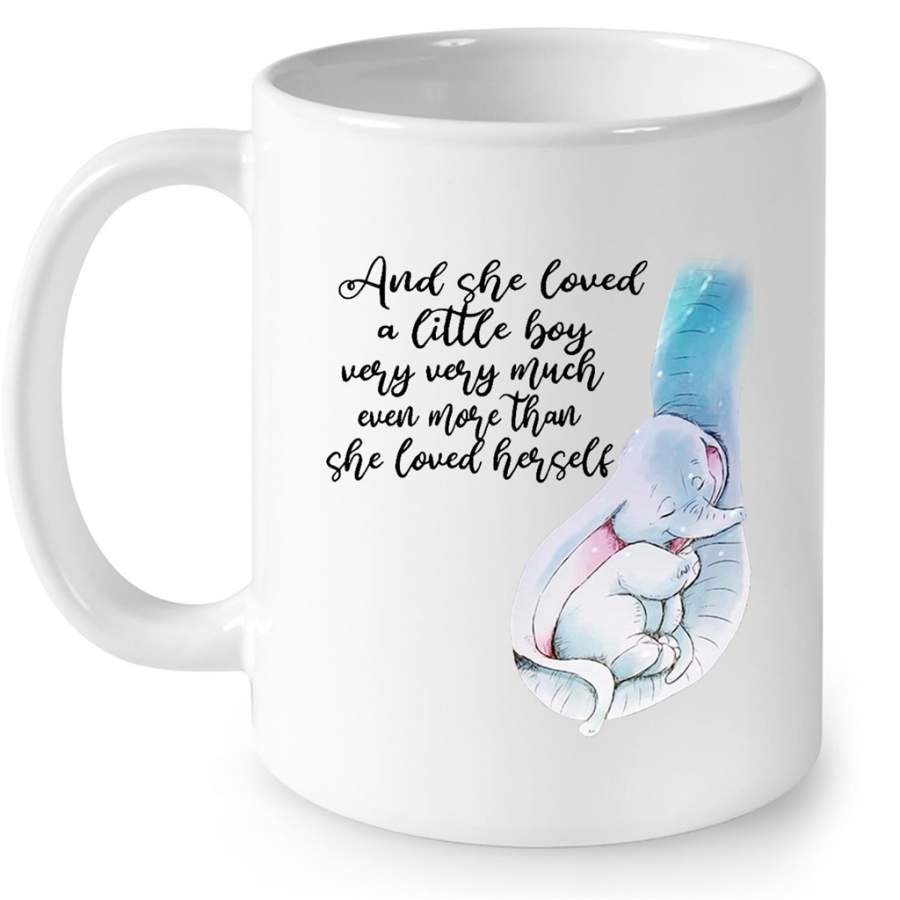 And She Loved A Little Boy Very Very Much Even More Than She Loved Herself, Elephant Design, Mother’s Day Gift – Full-Wrap Coffee White Mug