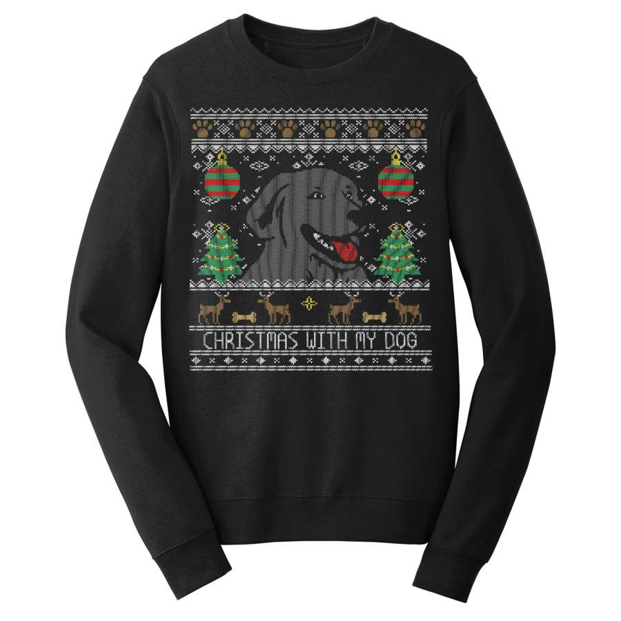 Ugly Christmas Black Lab – Adult Unisex Crewneck Sweatshirt