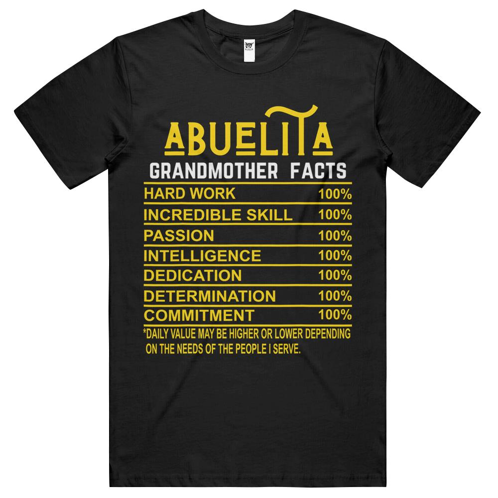 Nutritional Facts Shirt, Nutrition Facts T Shirt, Abuelita Grandmother Facts Funny Nutritional T Shirts