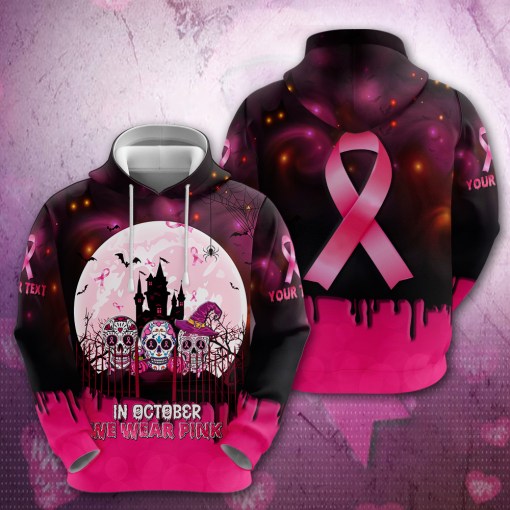 Personalized In October We Wear Pink Sugar Skull Breast Cancer Awareness-3D Shirt