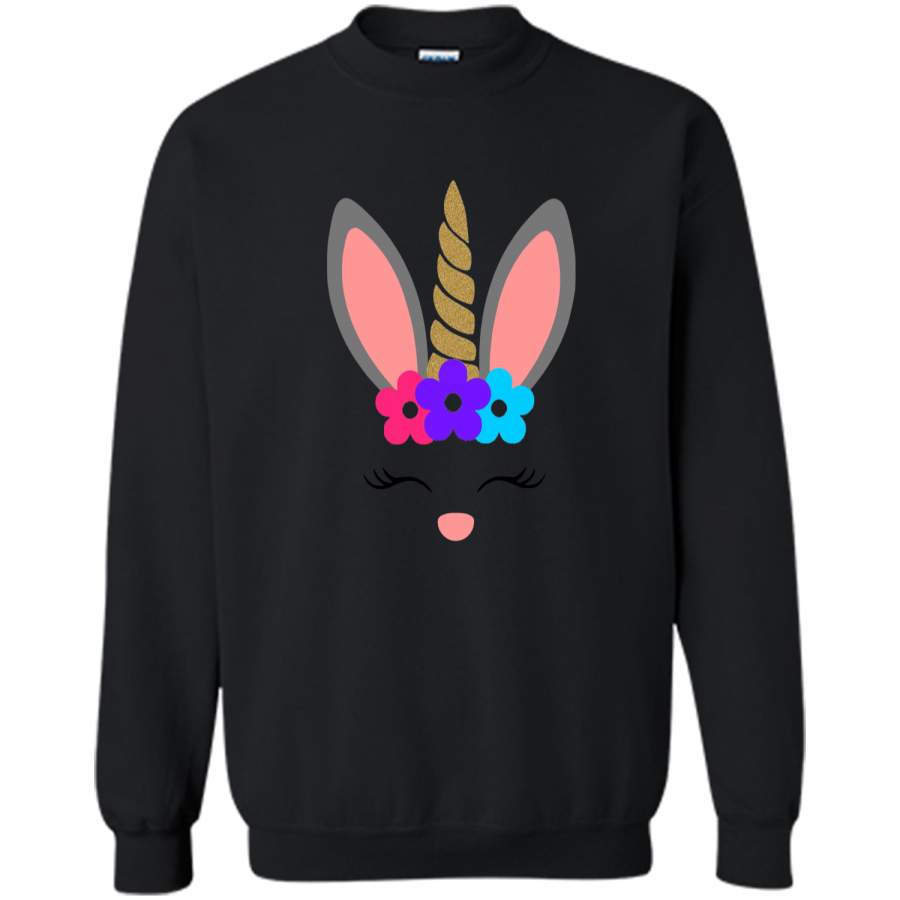 Bunnicorn Happy Easter Bunny Unicorn T Shirt Printed Crewneck Pullover Sweatshirt 8 oz