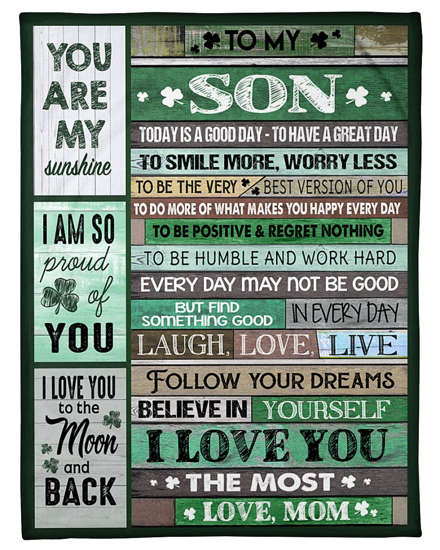 To My Son Today Is A Good Day Clover Blanket Gift For Son From Mom Birthday Gift Home Decor Bedding Couch Sofa Soft And Comfy Cozy