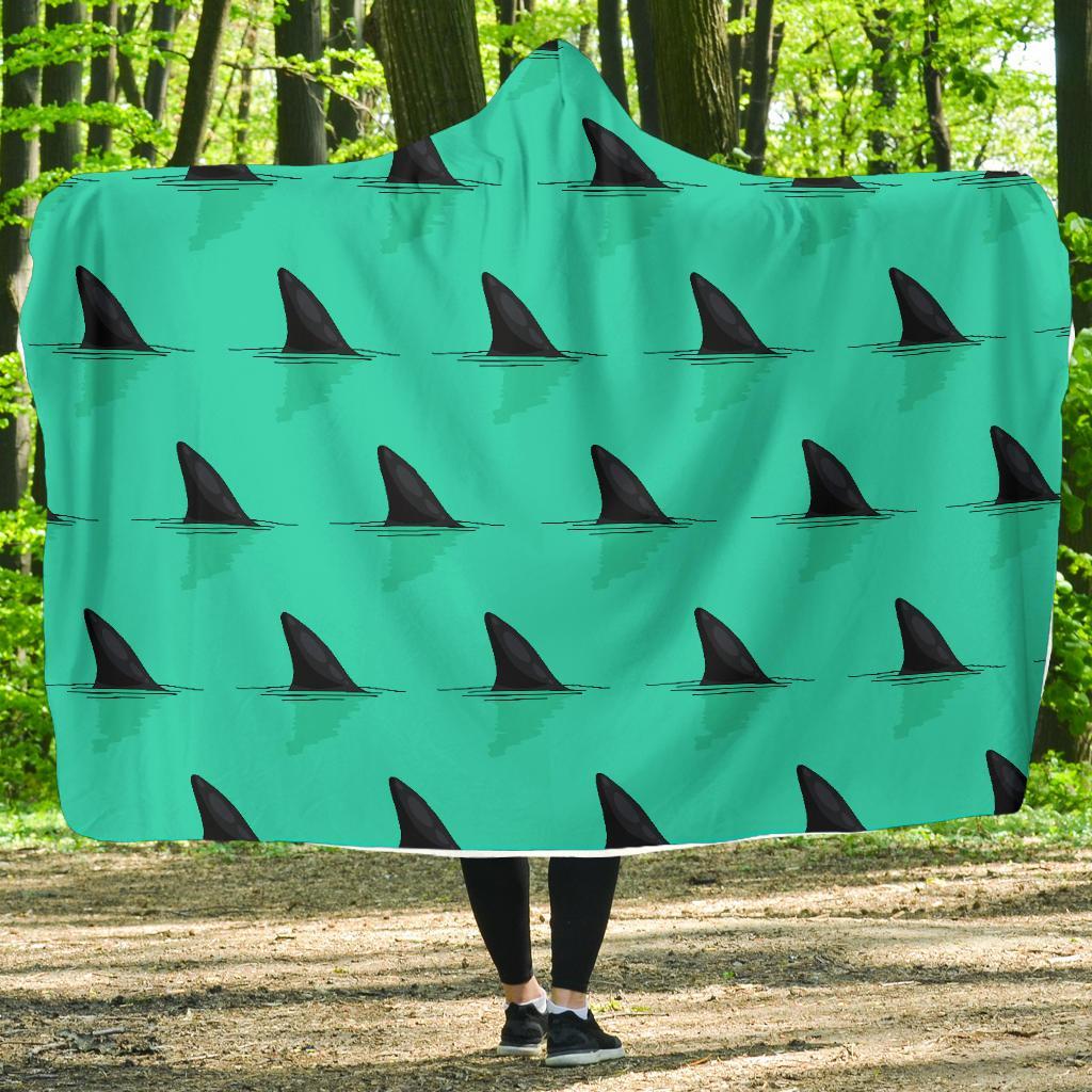 Shark Fin Pattern Hooded Blanket