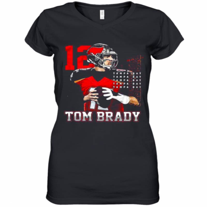 12 Tom Brady Tampa Bay Buccaneers Women's V-Neck T-Shirt