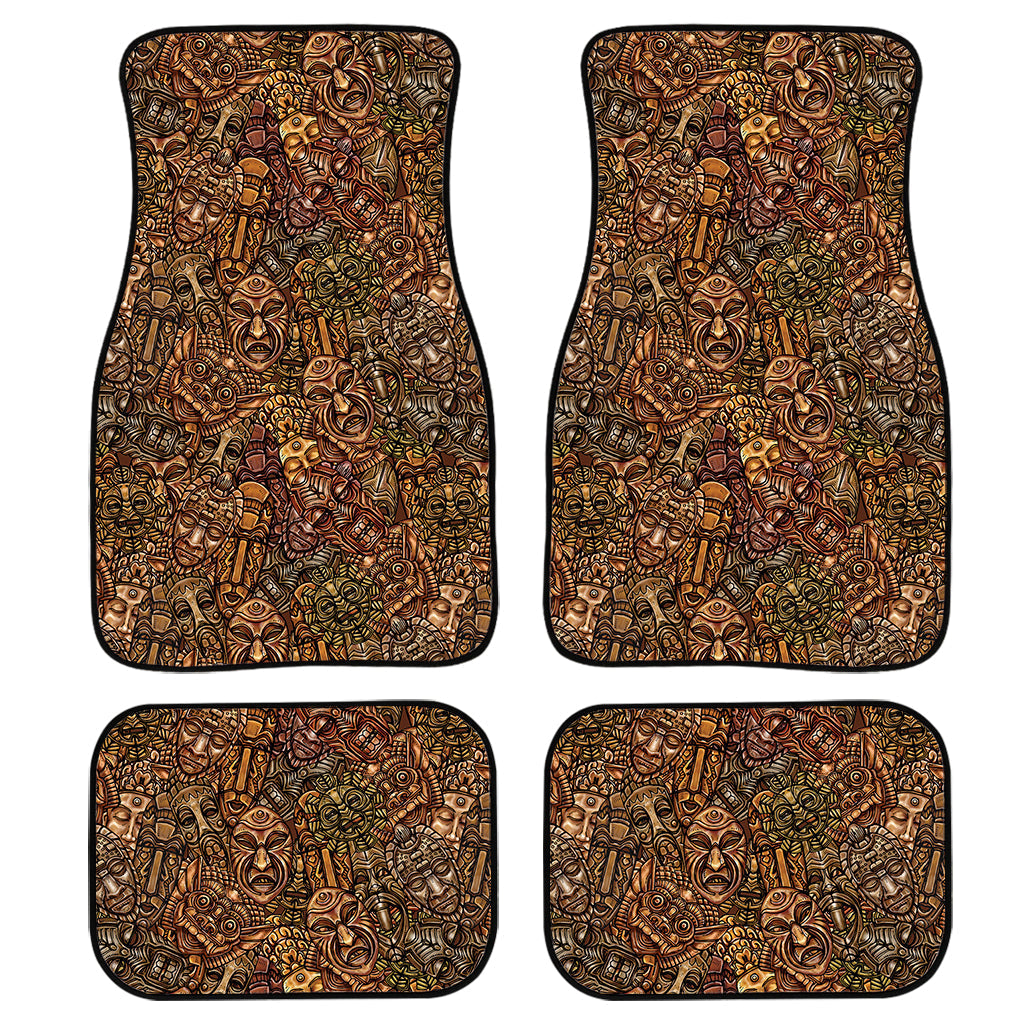 African Totem Pattern Print Front And Back Car Floor Mats, Front Car Mat