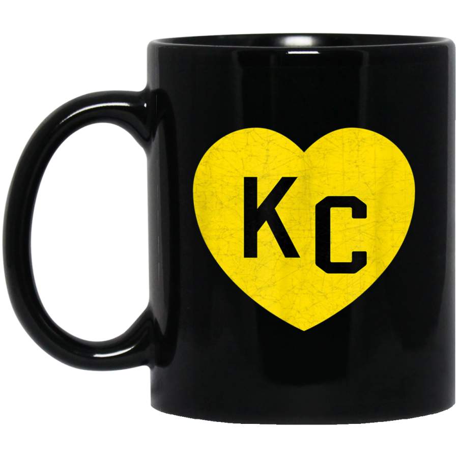 KC Heart Kansas City Hearts KC Love Letters Dark Black Mug