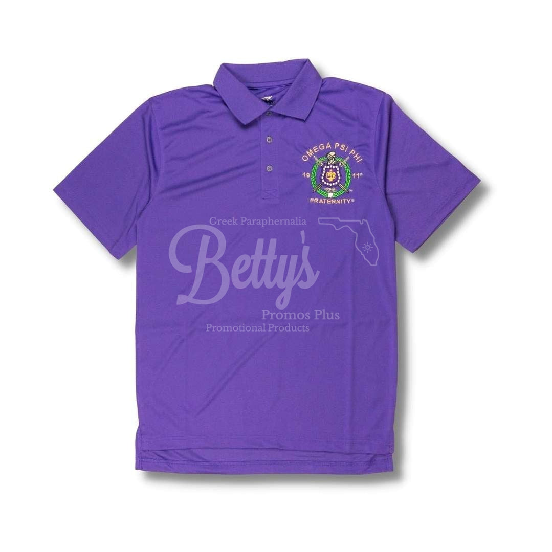 Omega Psi Phi Ωψφ Dry-Fit Embroidered Shield Polo Golf Shirt