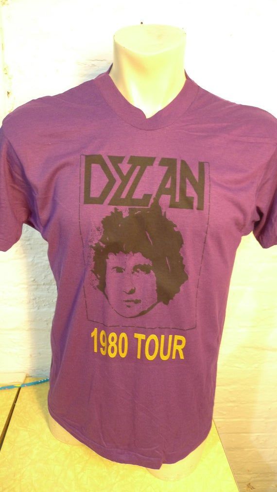 44 Old Stock Dated 1980 Bob Dylan Shirt Single Sided Deadstock Unworn Single Stitched Screen Stars Shirt