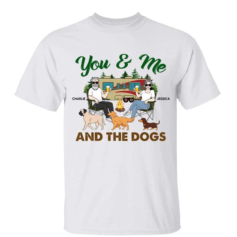 You Me & The Walking Dog Camping Sitting Couple Personalized Shirt