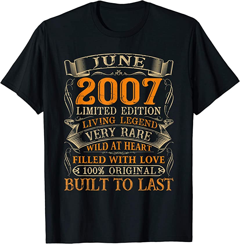 Vintage June 2007 Shirt 14 Years Old 14th Birthday Gifts T-Shirt