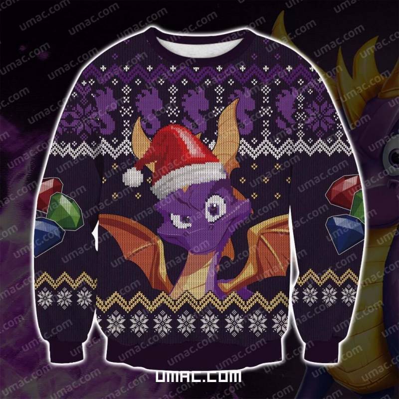 Spyro SPR2808 Knitting Pattern 3D Print Ugly Christmas Sweatshirt