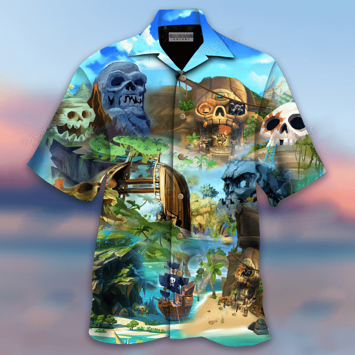 Amazing The Pirates Skull Island Hawaii Aloha Shirt Ha6279