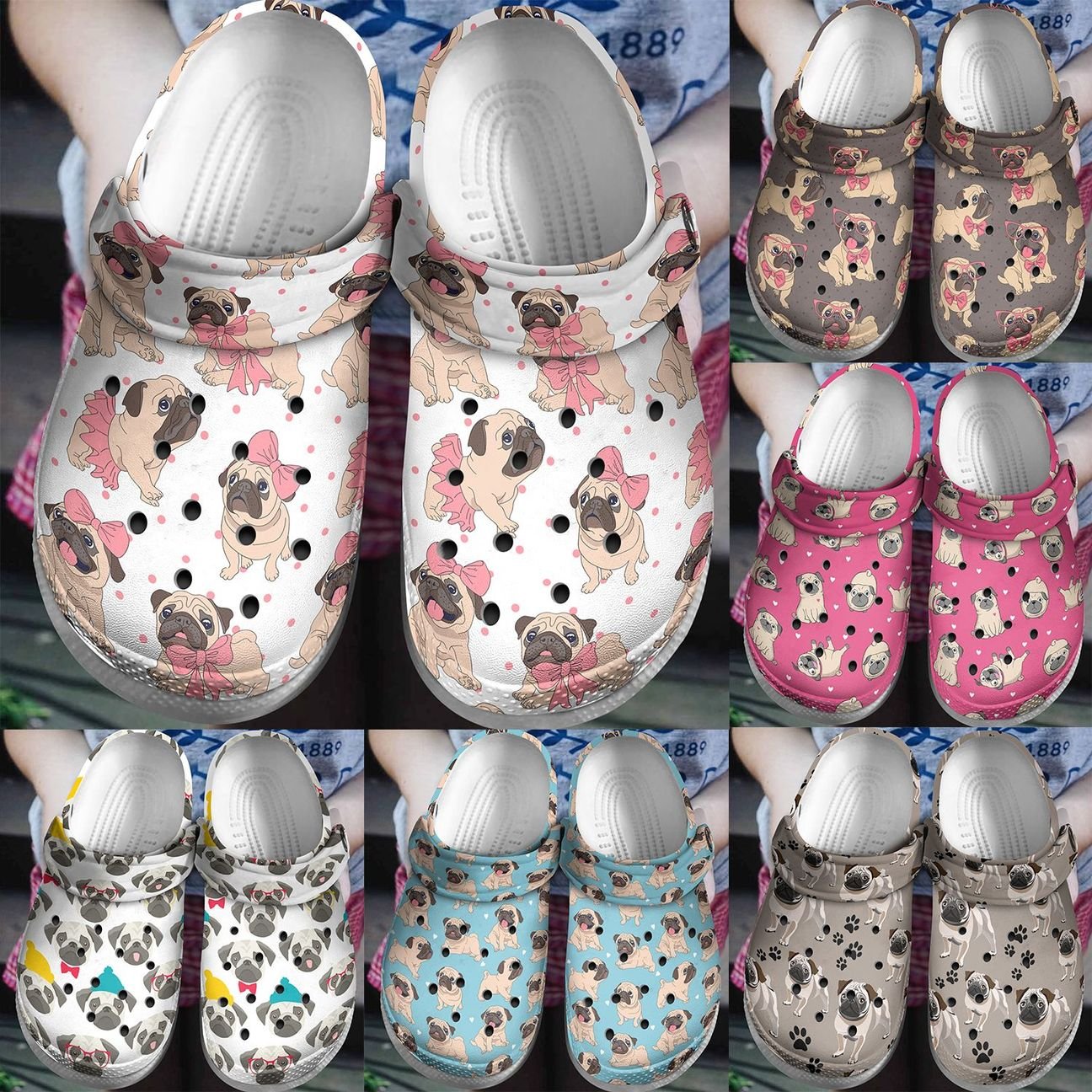 Pug Personalize Clog, Custom Name, Text, Fashion Style For Women, Men, Kid, Print 3D Pug Collection