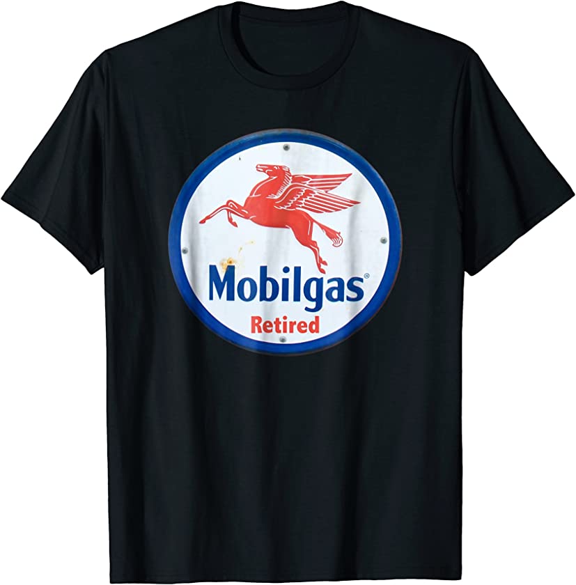 VINTAGE RETRO MOBIL GAS SIGN RETIRED T-SHIRT MOBILEGAS