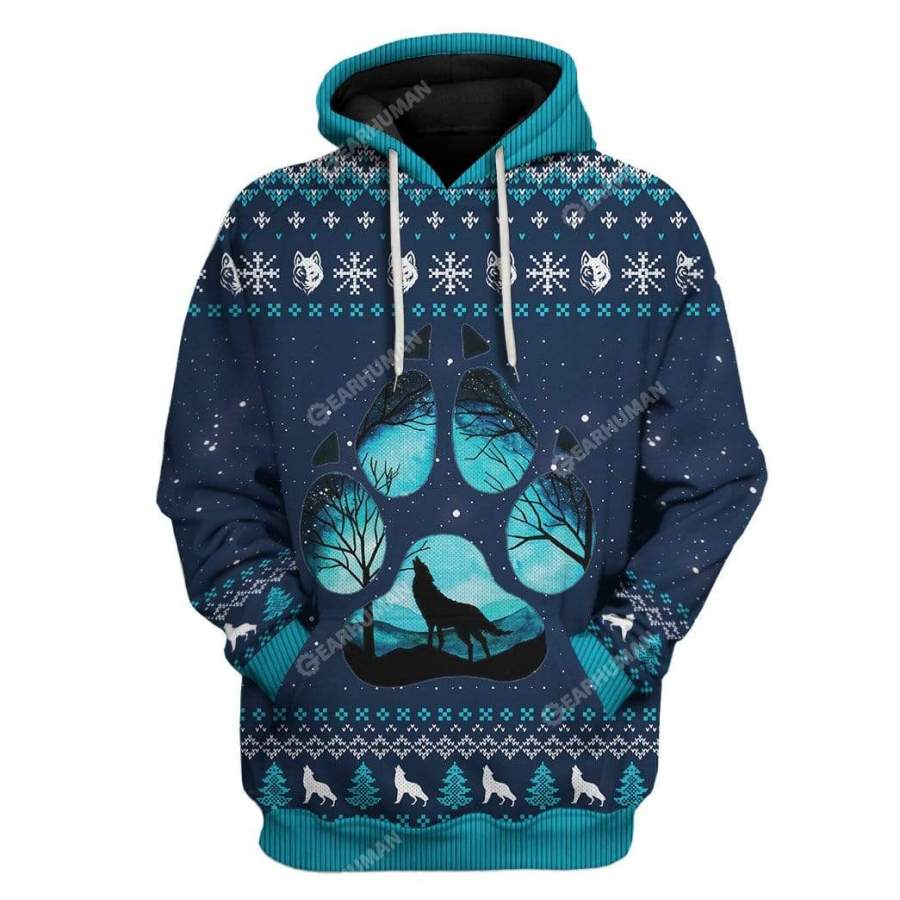 Ugly Howling Wolf In Moonlight Christmas Custom Tshirt Hoodies Apparel