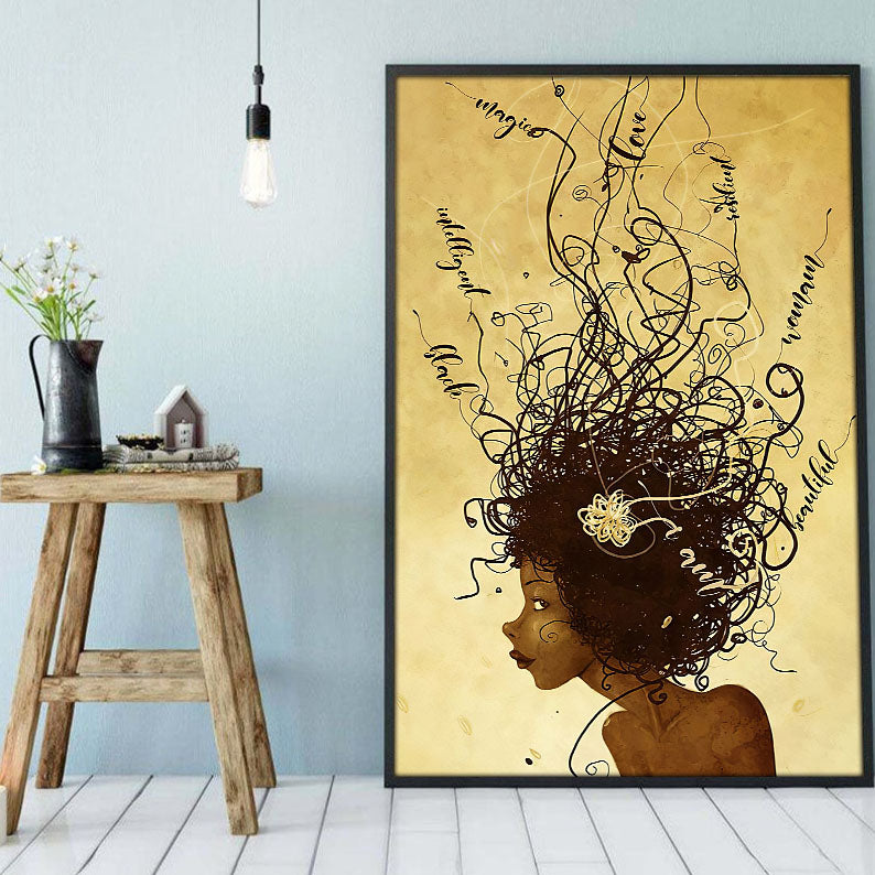 Afrocentric Canvas Unique African American Black Art Poster Print African Woman Afro Man Elegant Living Room Bedroom Bathroom Home Decoration