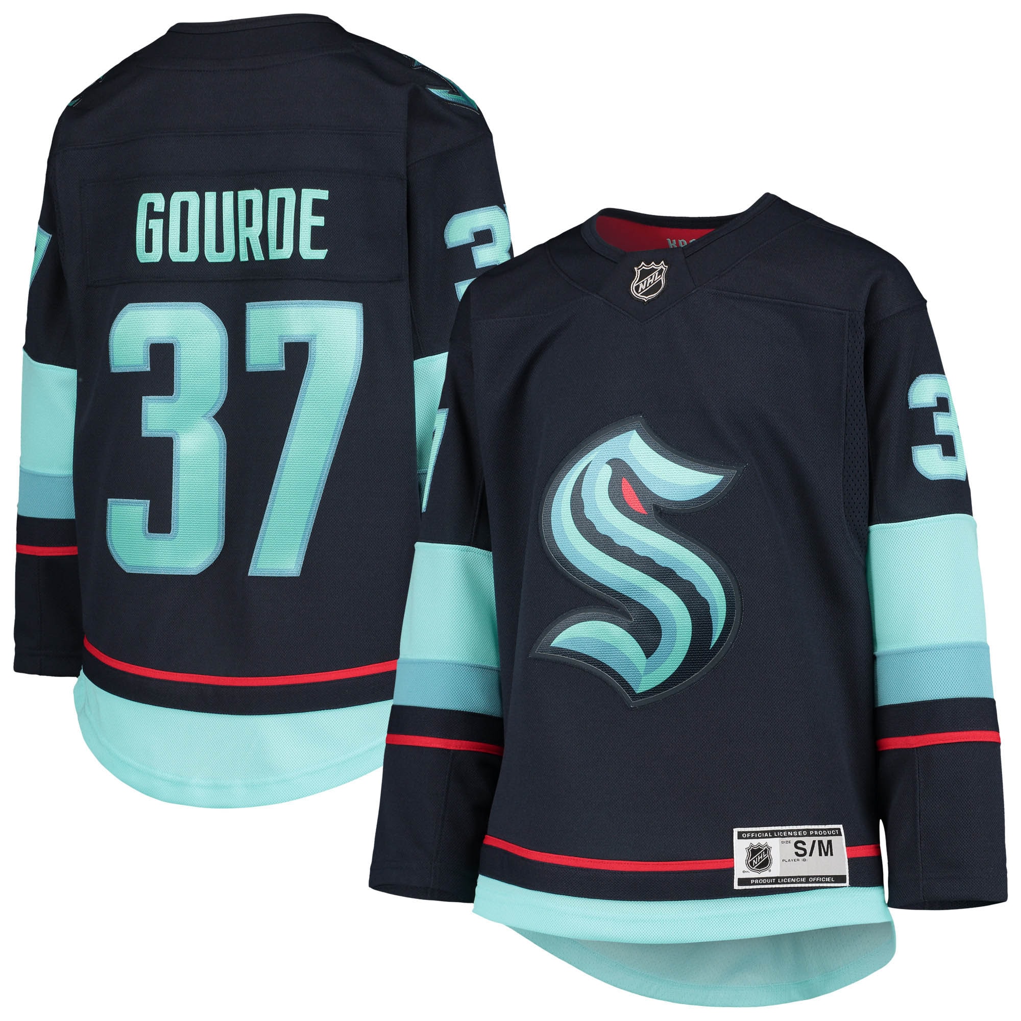 Yanni Gourde Seattle Kraken Youth Home Premier Player Jersey – Deep Sea Blue