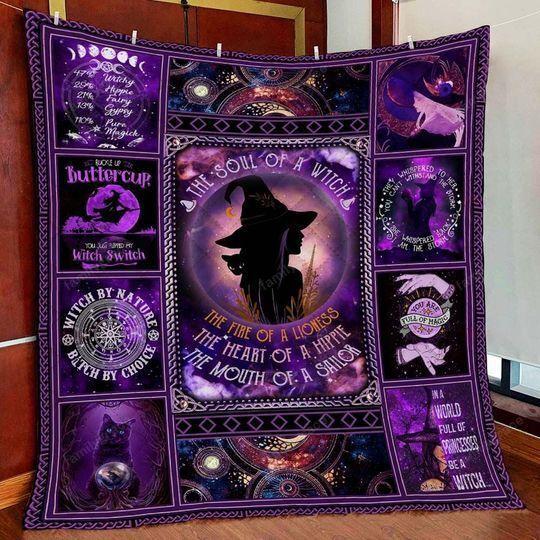 The Soul Of A Witch Quilt Blanket Gift For Halloween, Gift For Friend Family Home Decor Bedding Couch Sofa Soft And Comfy Cozy