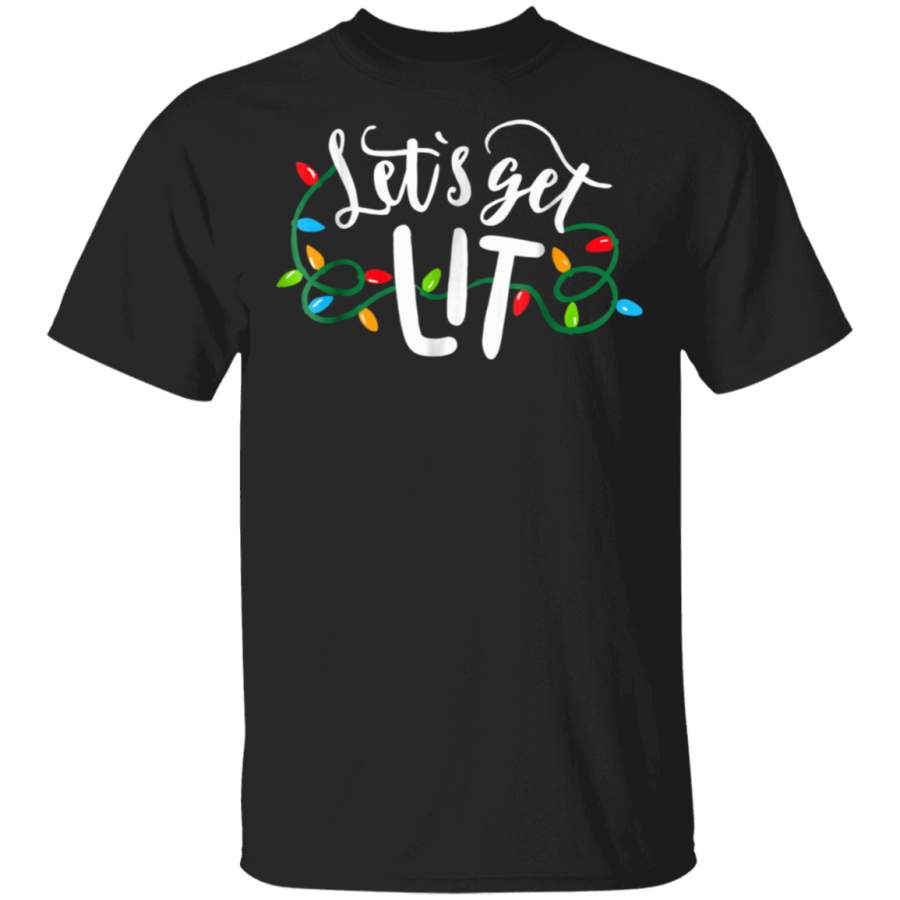 Christmas Funny Pajamas Lets Get Lit Christmas Shirt