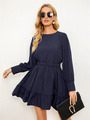 Women’s Fashion long-sleeved Solid Color Slim A-Line Casual Dress Out Going Autumn 2022 Spring alx