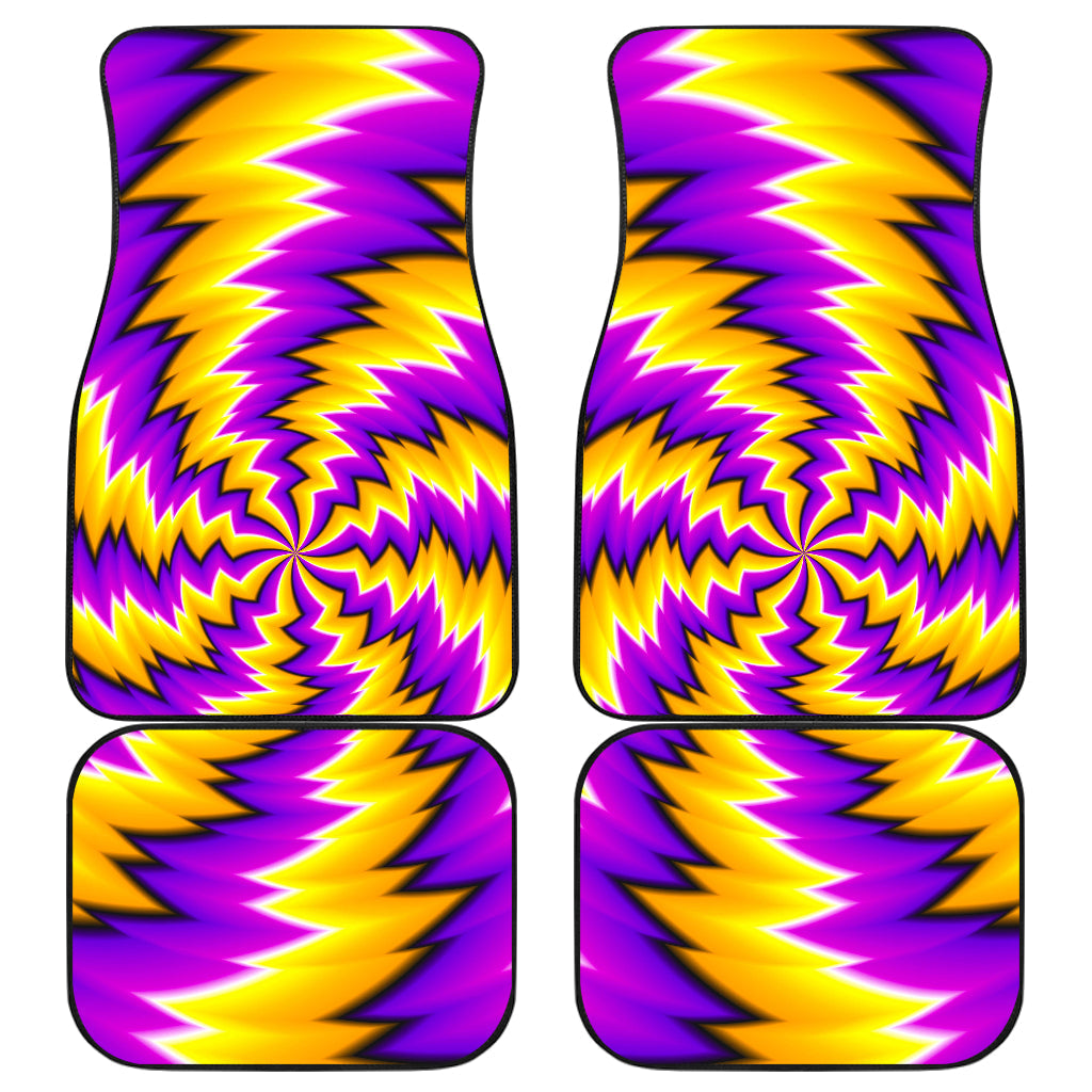 Yellow Vortex Moving Optical Illusion Front And Back Car Floor Mats, Front Car Mat