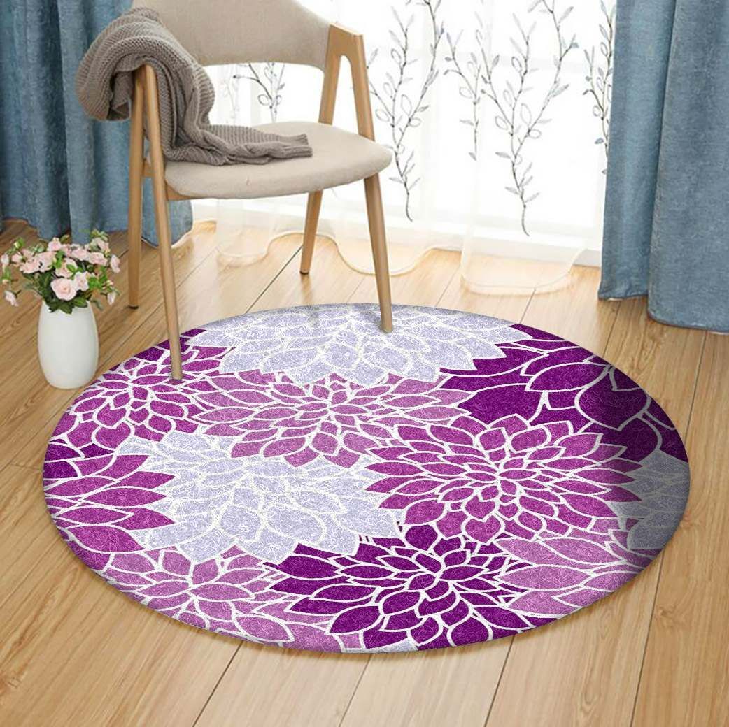 Chrysanthemum Violet GE2452 Round Rug  CYSI2907