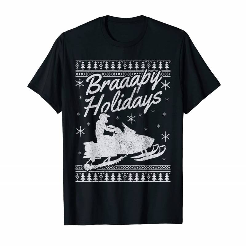 Snowmobile Braapy Holidays Funny Braap Ugly Christmas Gift T-shirt