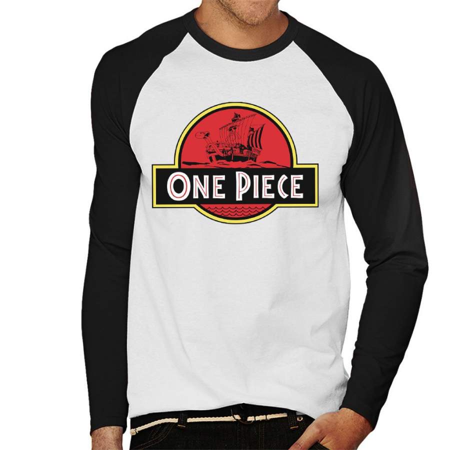 One Piece Jurassic Park Logo Men’s Baseball Long Sleeved T-shirt