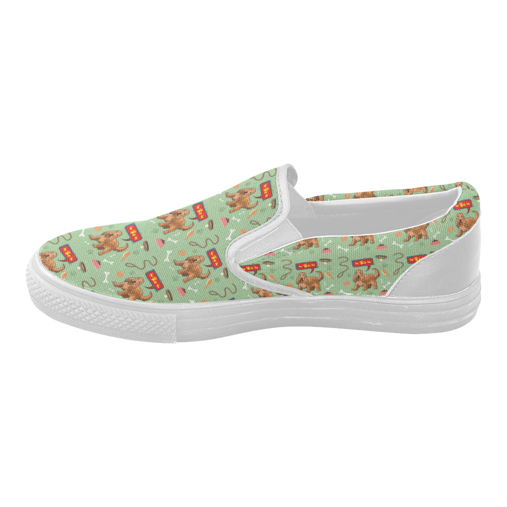 American Cocker Spaniel Pattern White Women’s Slip-on Canvas Shoes