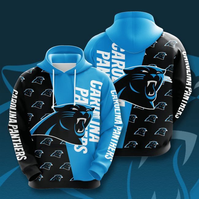 Carolina Panthers Logo 3D Hoodie Hooded Pocket Pullover Sweatshirt