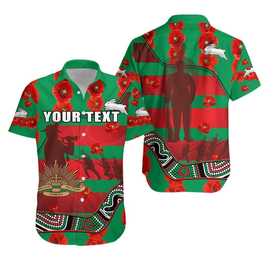 Rabbitohs Anzac Day Hawaii Shirt Rugby South Sydney Indigenous Military Ha43779