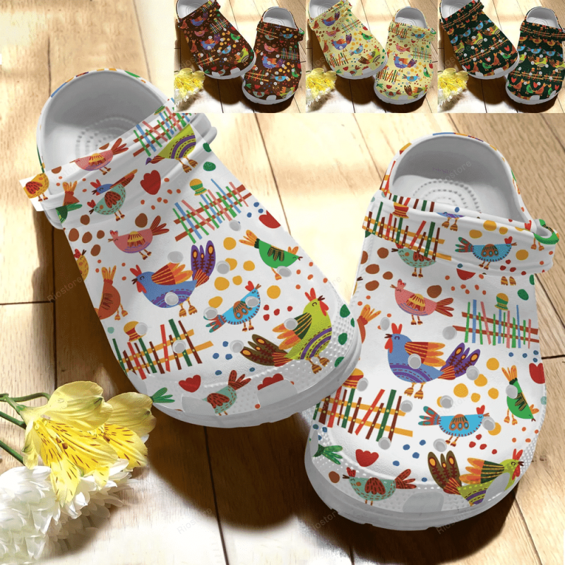 Funny Chicken Collection 6 Gift For Lover Rubber clog Shoes Comfy Footwear