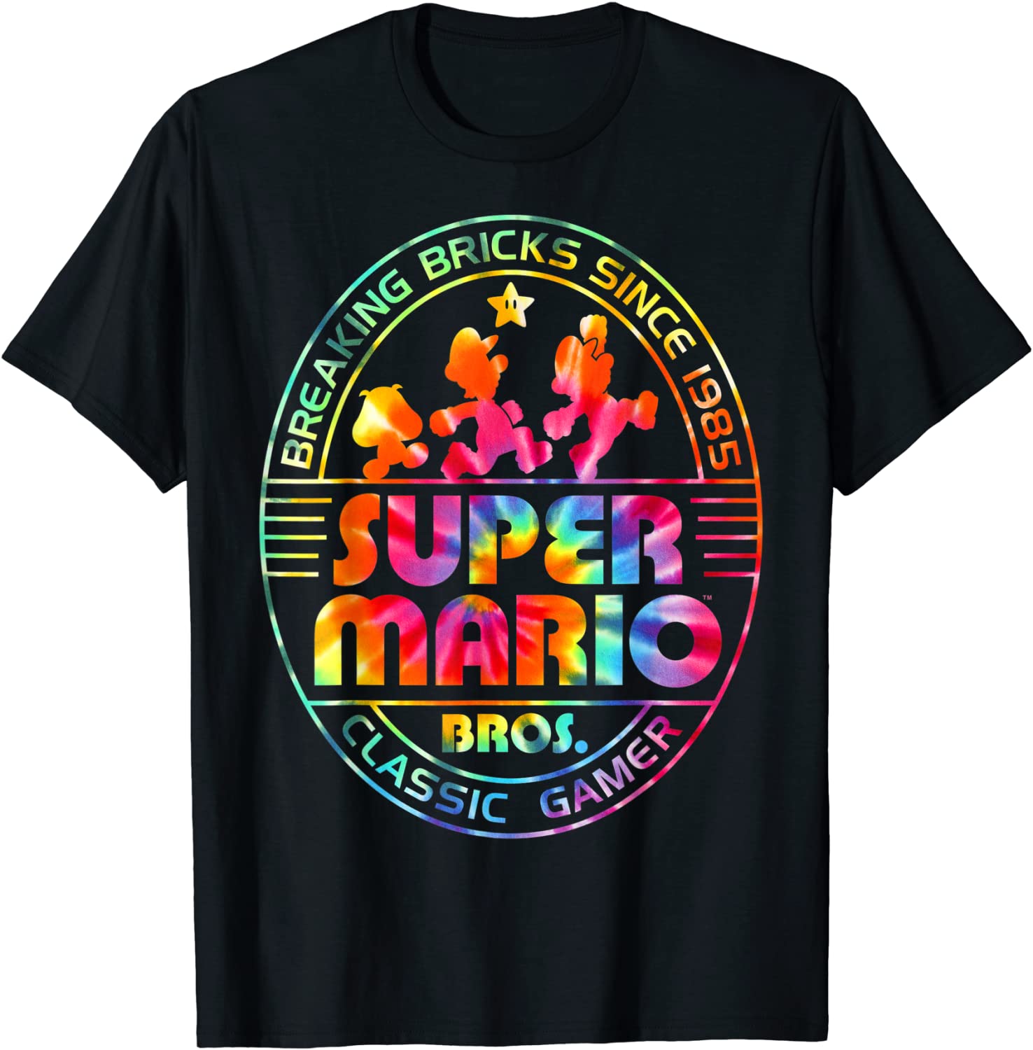 Super Mario Brick Break 85 Tie Dye Logo Graphic T-Shirt T-Shirt