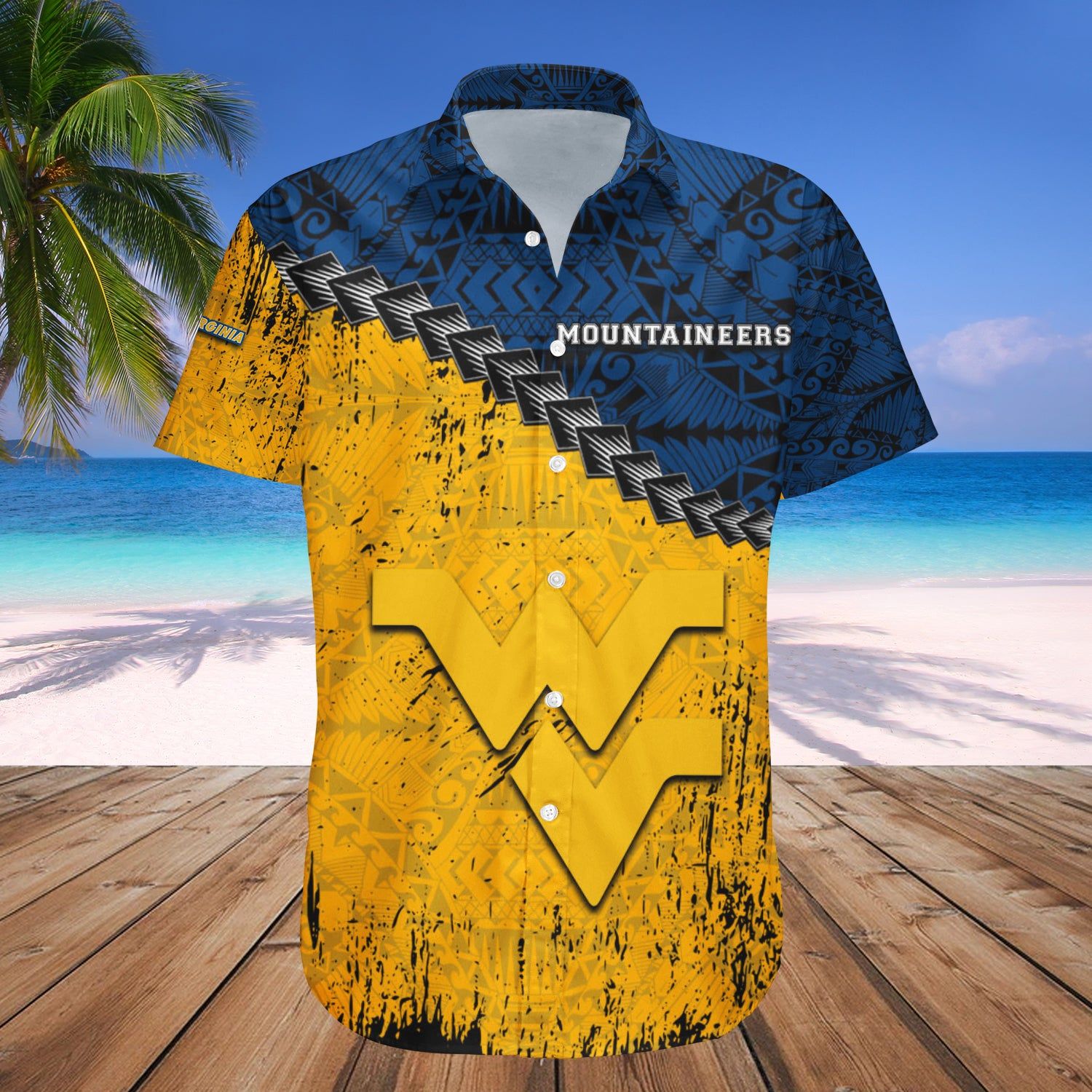 West Virginia Mountaineers Hawaii Shirt Grunge Polynesian Tattoo – NCCA