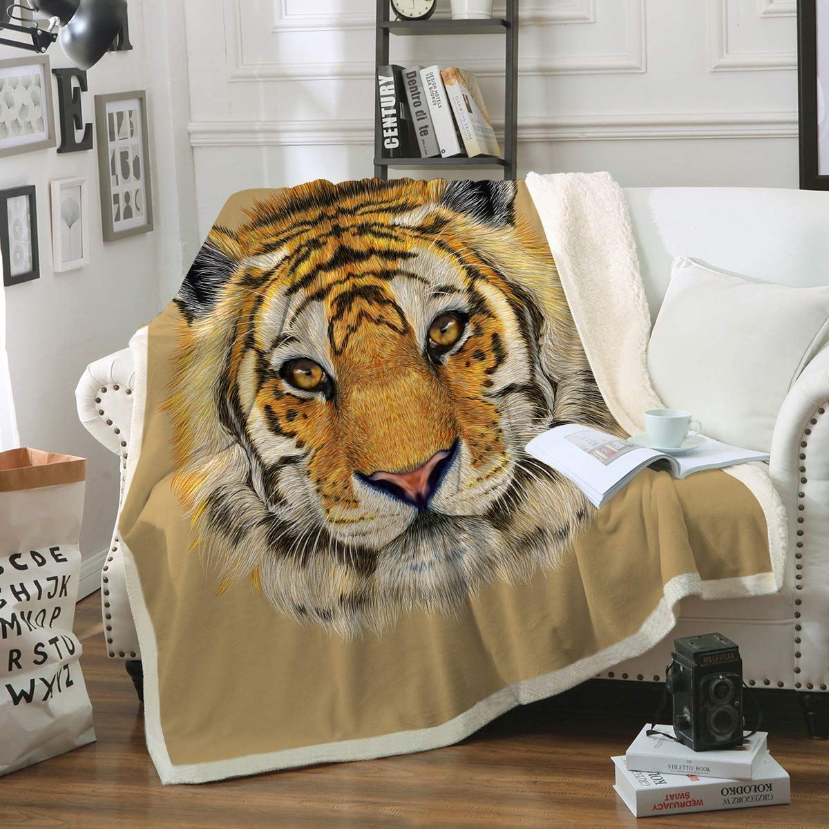 Artistic Tiger Face Cla1710160F Sherpa Fleece Blanket