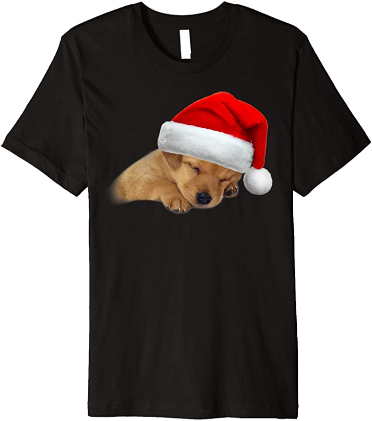 Cute Yellow Lab Puppy Shirt Dog Santa Hat Christmas Gift Premium T-Shirt