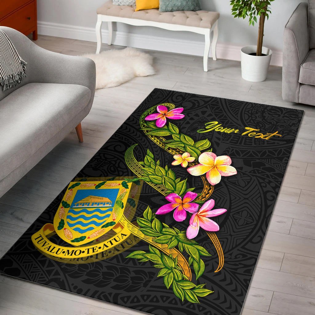 Tuvalu Polynesian Custom Personalised Area Rug – Plumeria Tribal – BN12