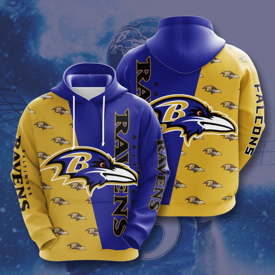 3D DIGITAL PRINT SPORTS SWEATSHIRT PULLOVER HOODIES BALTIMORE RAVENS