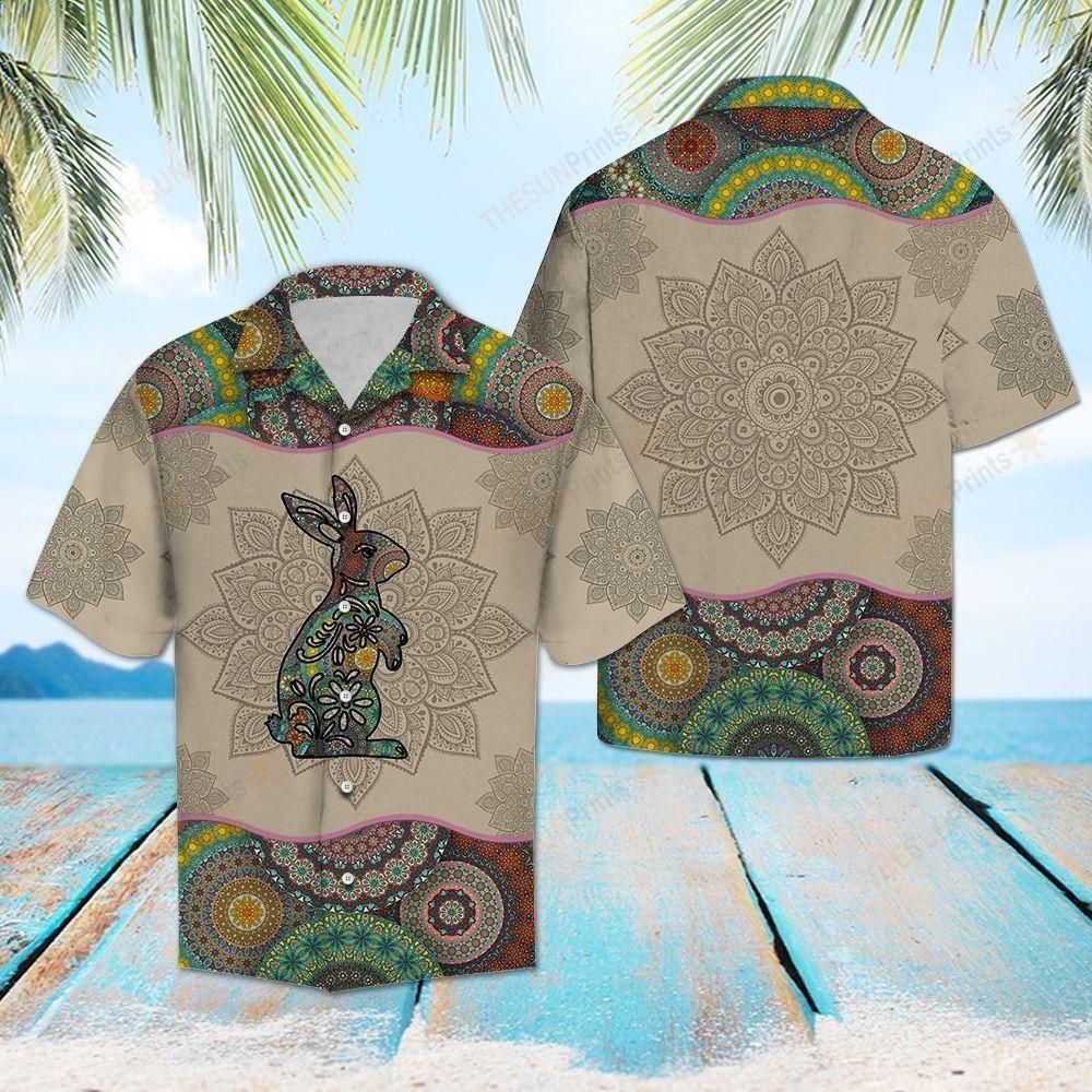 Rabbit Mandala Aloha Hawaiian Shirt Colorful Short Sleeve Summer Beach Casual Shirt For Men And Women