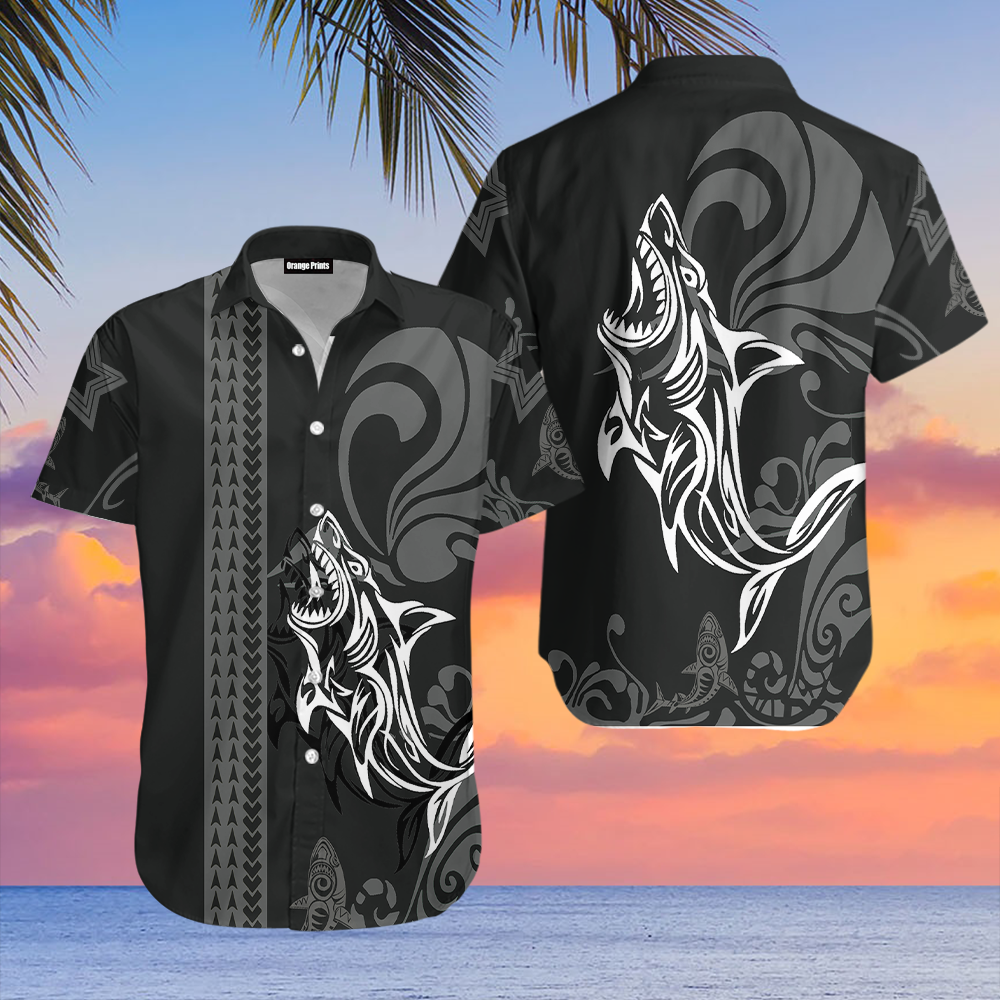 Tribal Shark Hawaiian Shirt