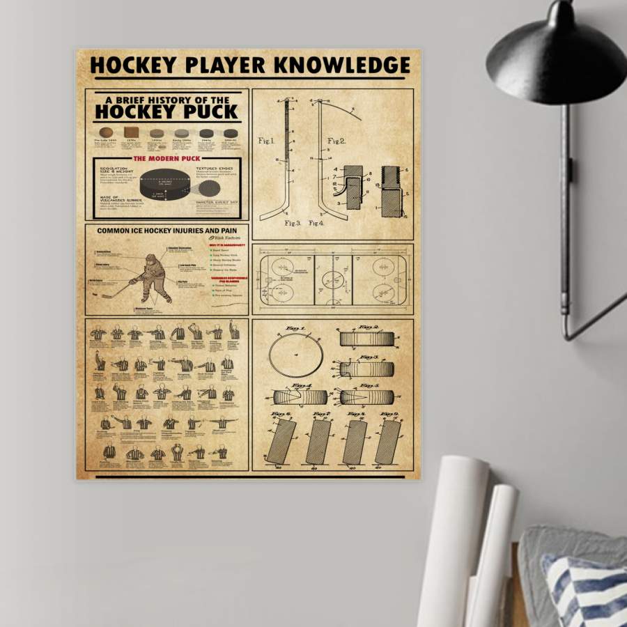 Hockey Player Knowledge Custom Design Poster Gift