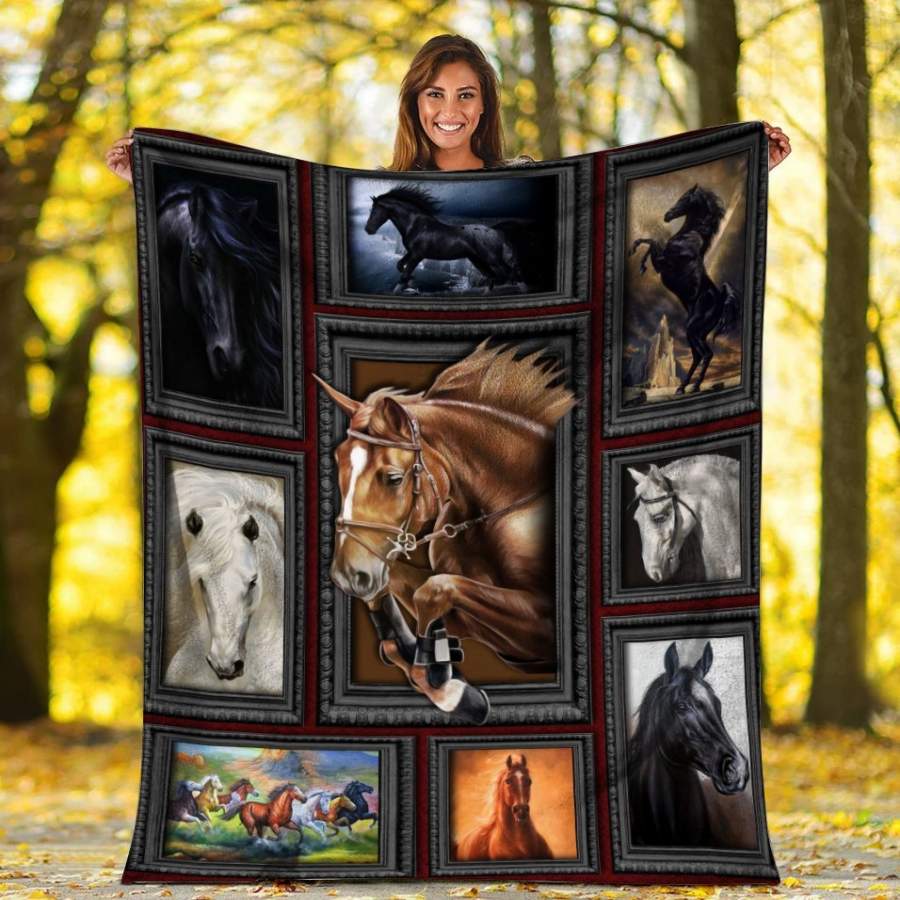 Personalized Blankets 3D Horses Horse Lover Gifts Horseback Riding Equestrian Plush Fleece Blanket Birthday Christmas Gifts