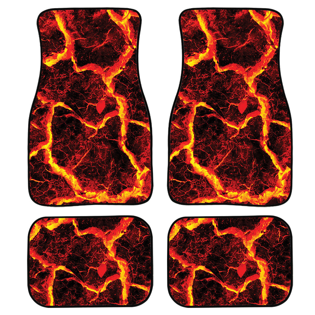 Red Lava Print Front And Back Car Floor Mats, Front Car Mat