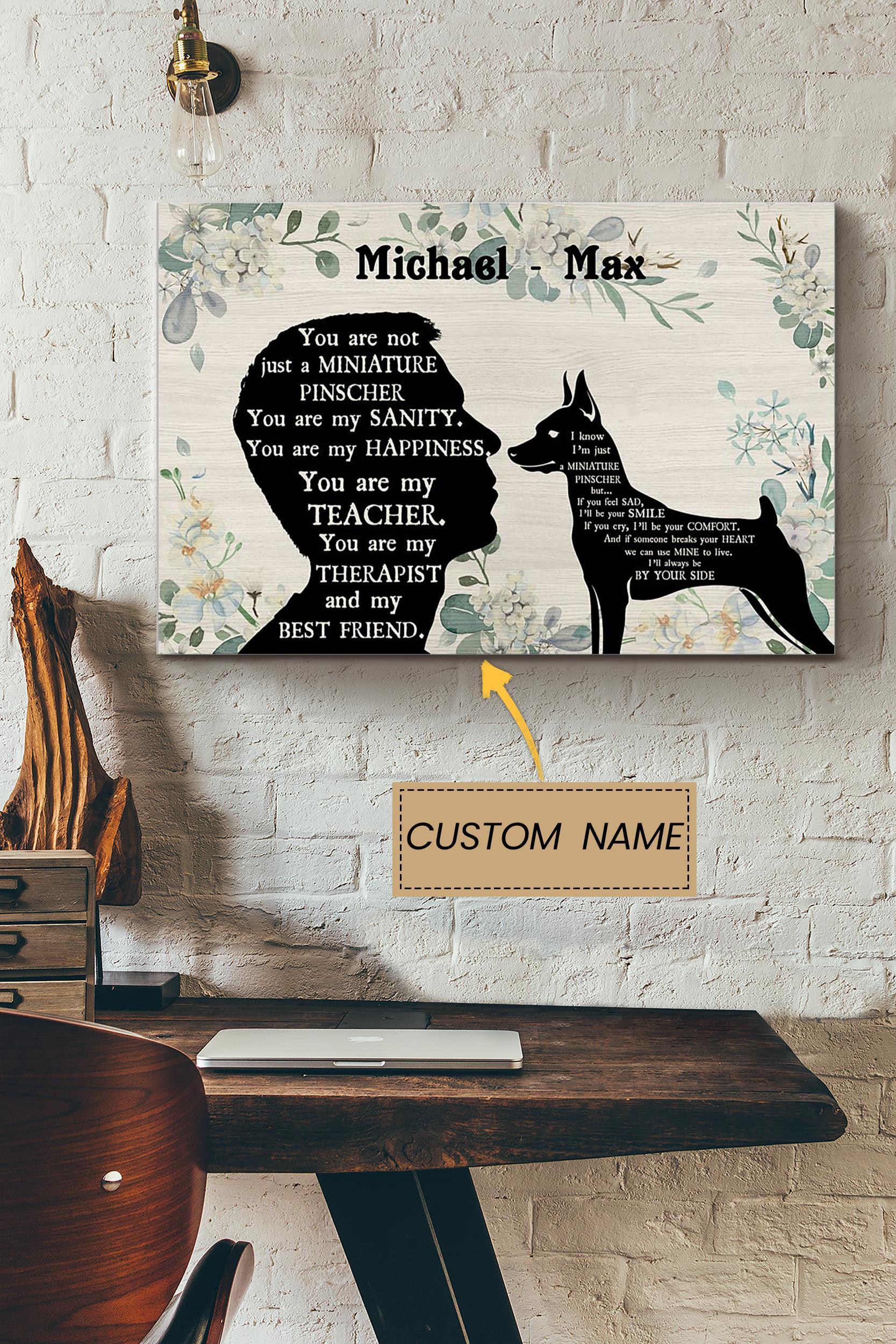 Miniature Pinscher Boy Therapist Best Friend Personalized Poster – Animal Wall Art – Gift For Dog Lover Dog Foster Puppy Fan Poster