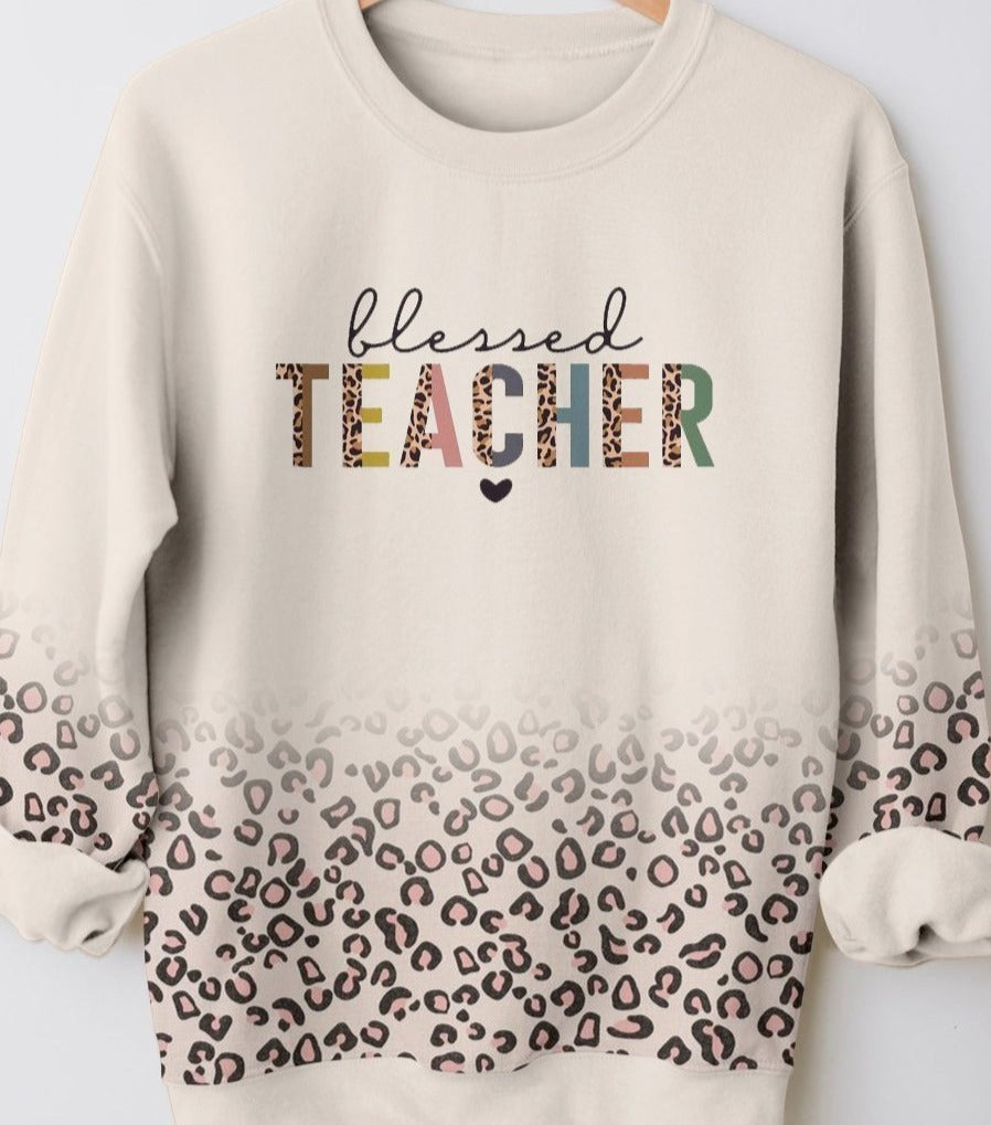 Blessed Teacher Leopard 3D Hoodies T-Shirt Long Sleeve Birthday Present For Girls Women Friends – T230