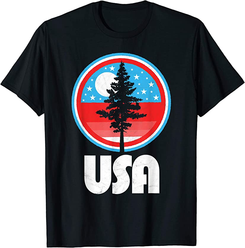 Vintage USA Tree & Outdoors Patriotic 4th of July T-Shirt