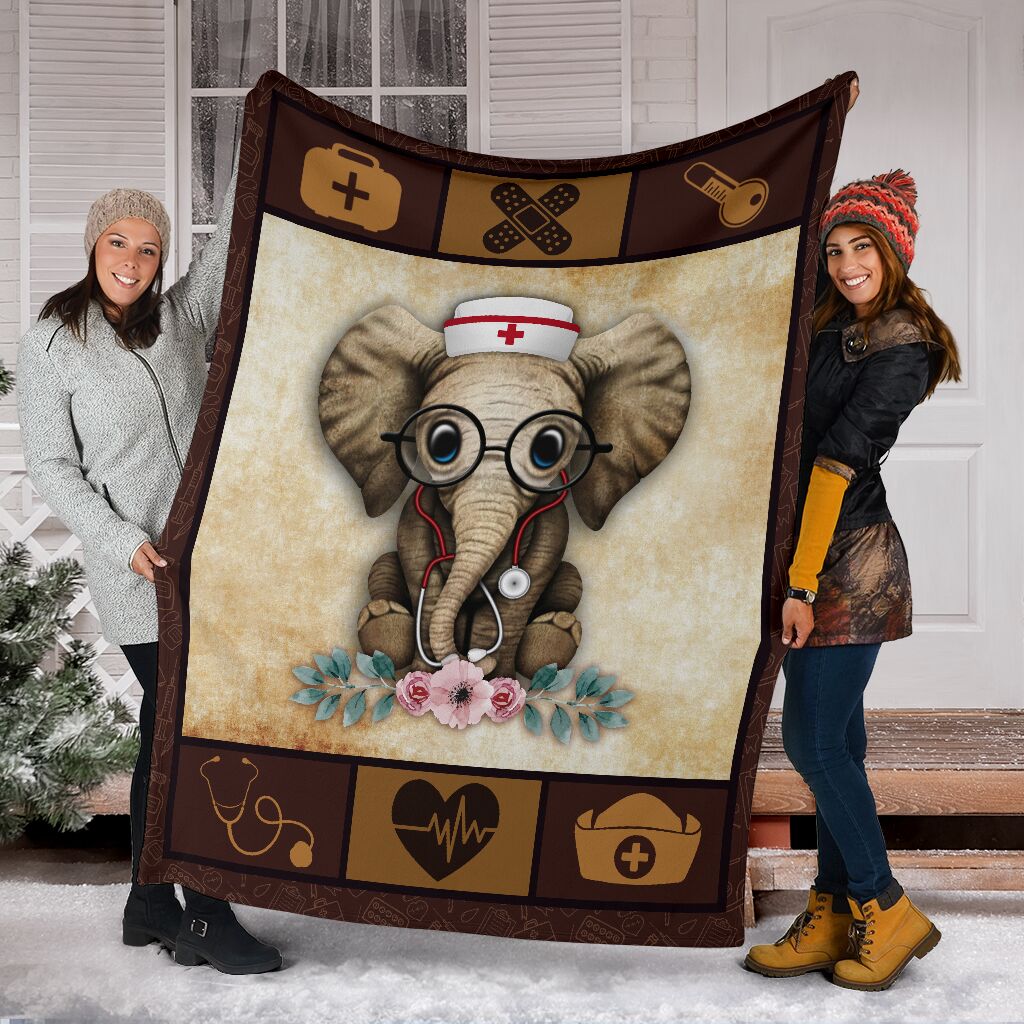 Nurse Elephant New Version Fleece Throw Blanket – Sherpa Throw Blanket – Soft And Cozy Blanket