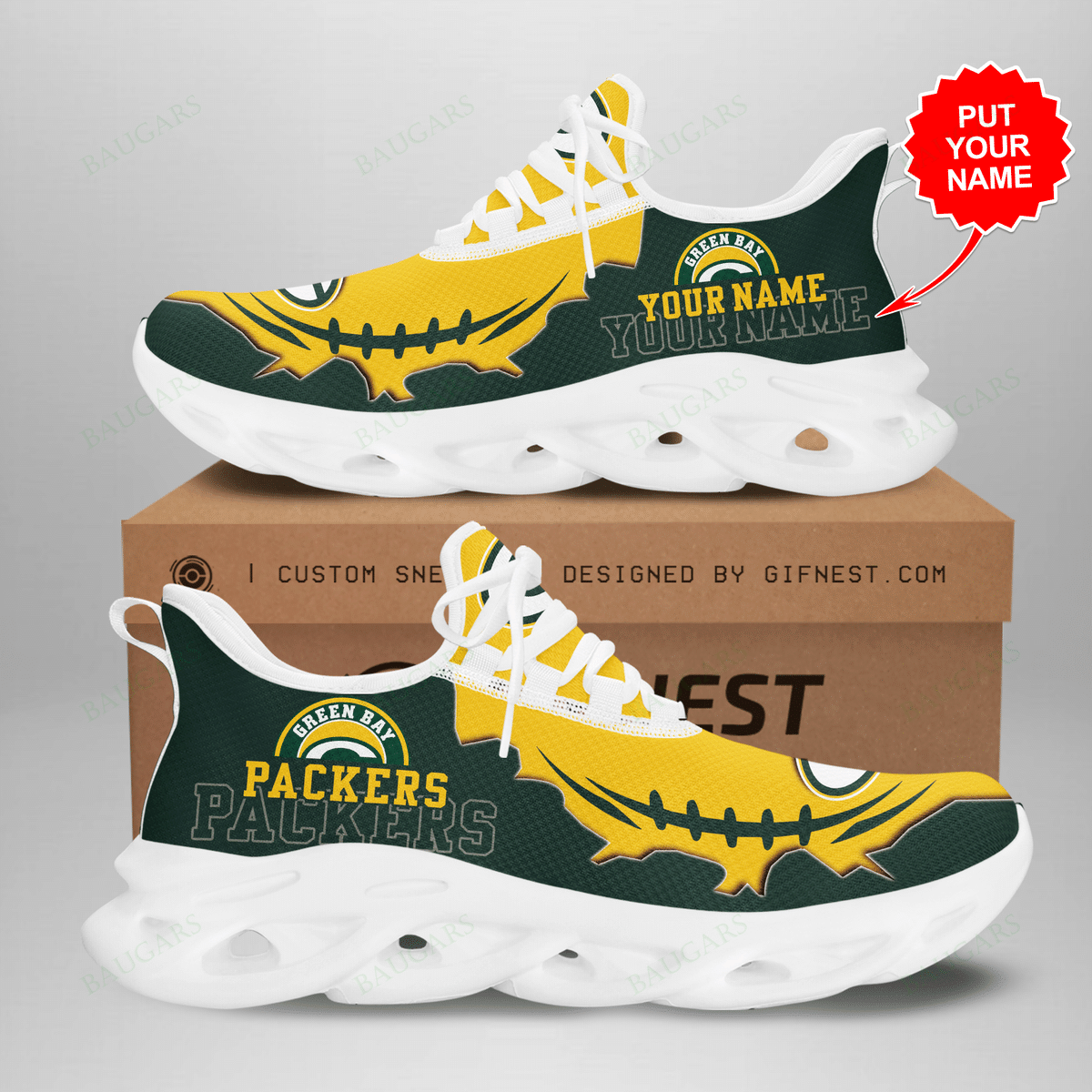 Green Bay Packers Yezy Running Sneakers Art 578